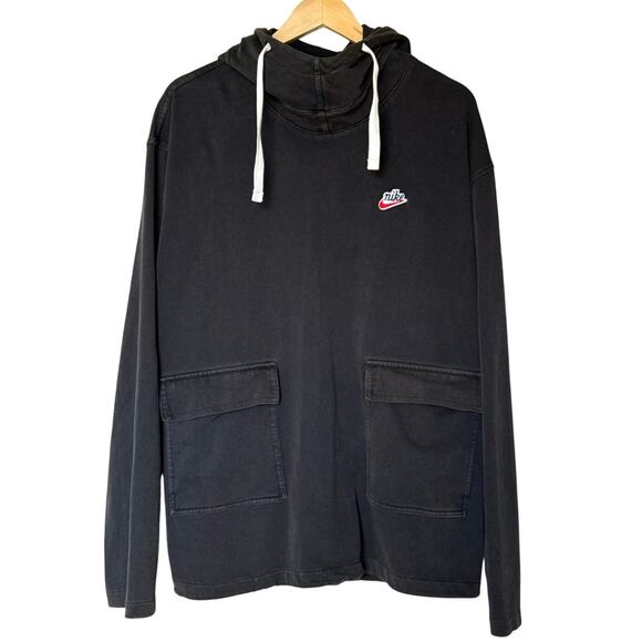 Nike Men's Sportswear Heritage Essentials Knit Pullover Hoodie Black XL - Picture 1 of 11